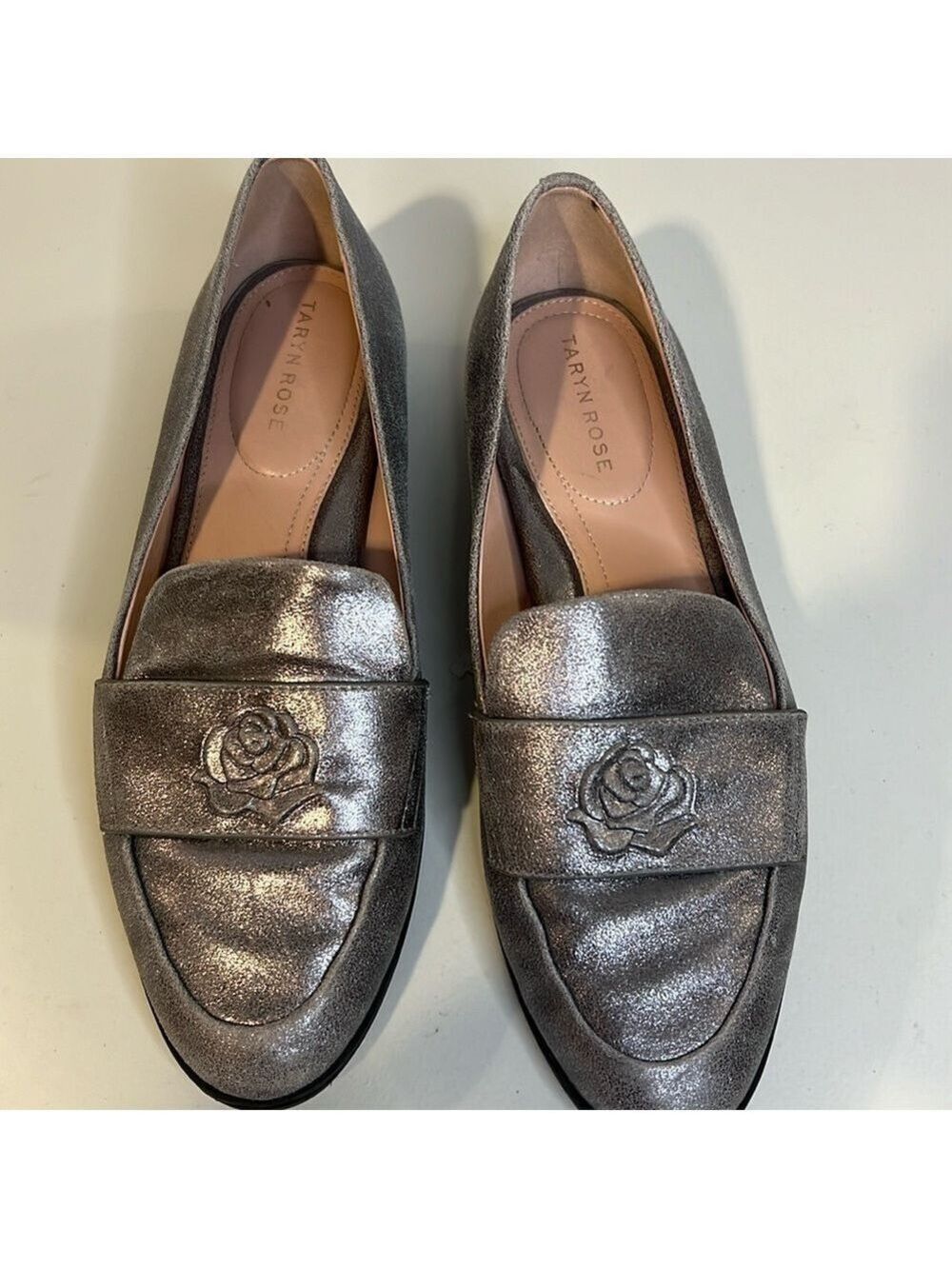 Taryn Rose Metallic Leather Loafers Size 7 5